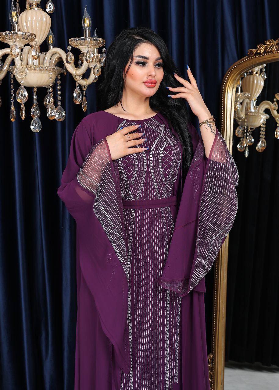 Eleganza Crystal Embellished Evening Kaftan Gown (📹)