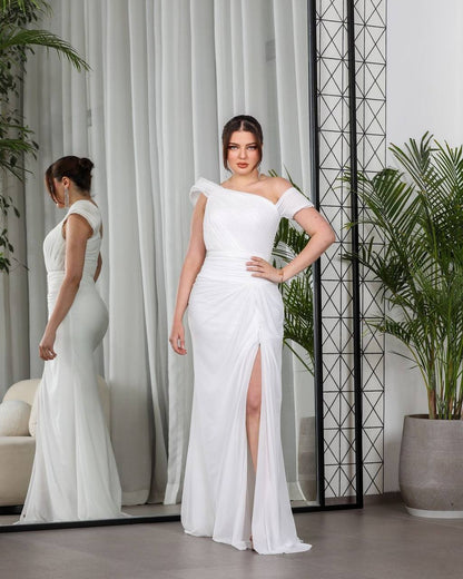 Timeless Elegance One-Shoulder Ruched Evening Gown