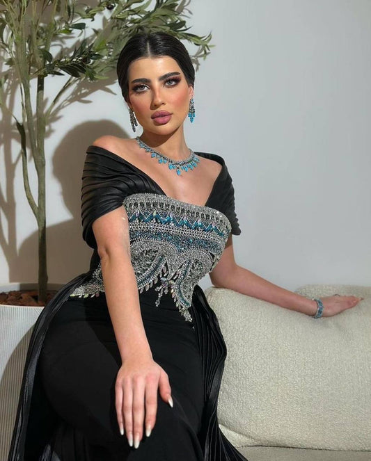 Royal Embellished Off-Shoulder Gown with Intricate Beading (📹)