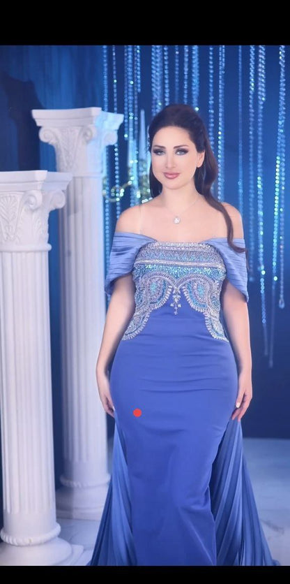 Royal Embellished Off-Shoulder Gown with Intricate Beading (📹)