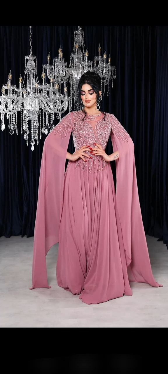 Starlight Embellished Cape Gown (📹)