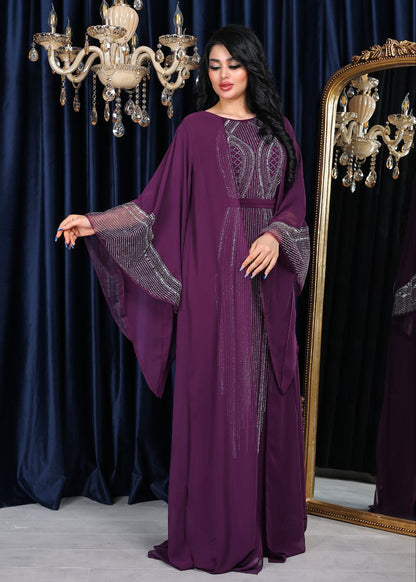 Eleganza Crystal Embellished Evening Kaftan Gown (📹)