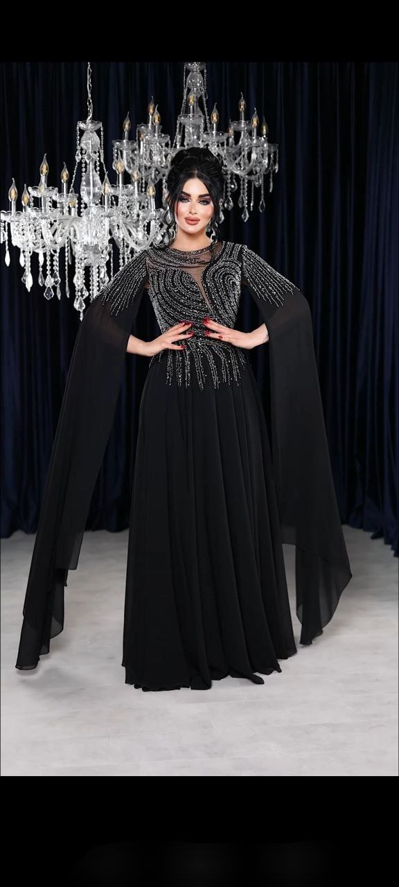 Starlight Embellished Cape Gown (📹)