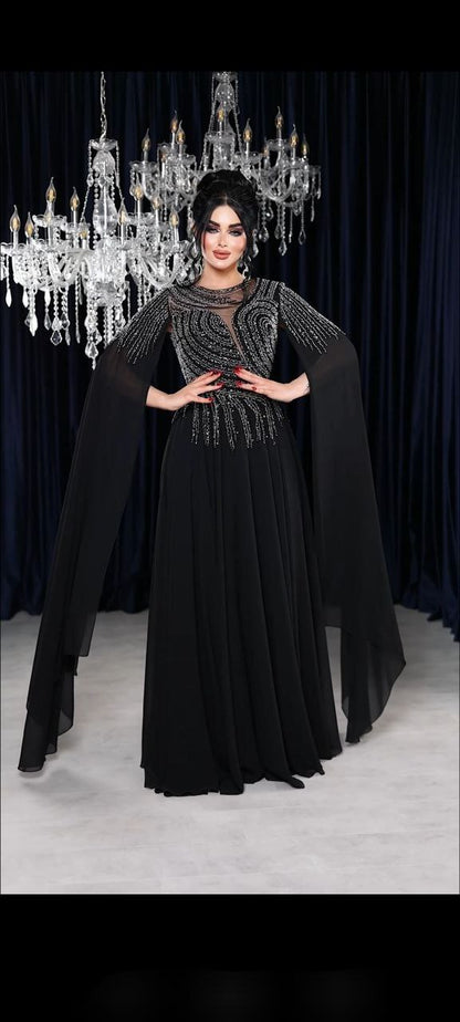 Starlight Embellished Cape Gown (📹)