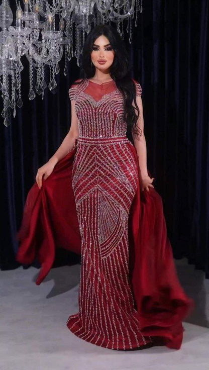 Crystal Glamour Beaded Evening Gown(📹)