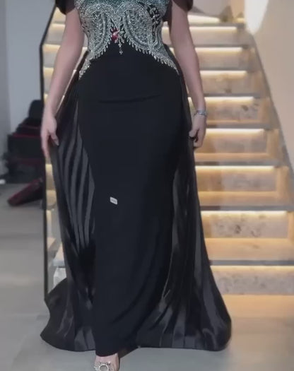 Royal Embellished Off-Shoulder Gown with Intricate Beading (📹)